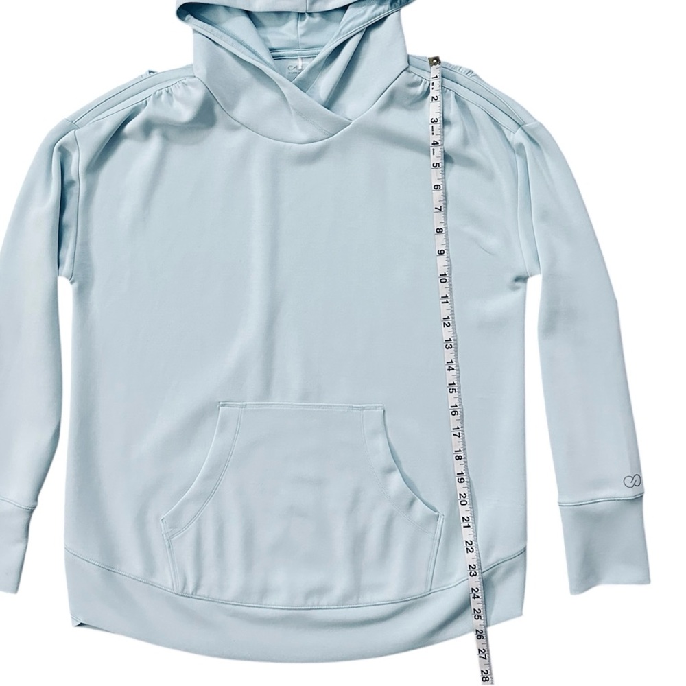 CALIA Ruched Shoulder Hoodie Oversized Sweatshirt Glacier Blue Size Medium - Picture 8 of 12